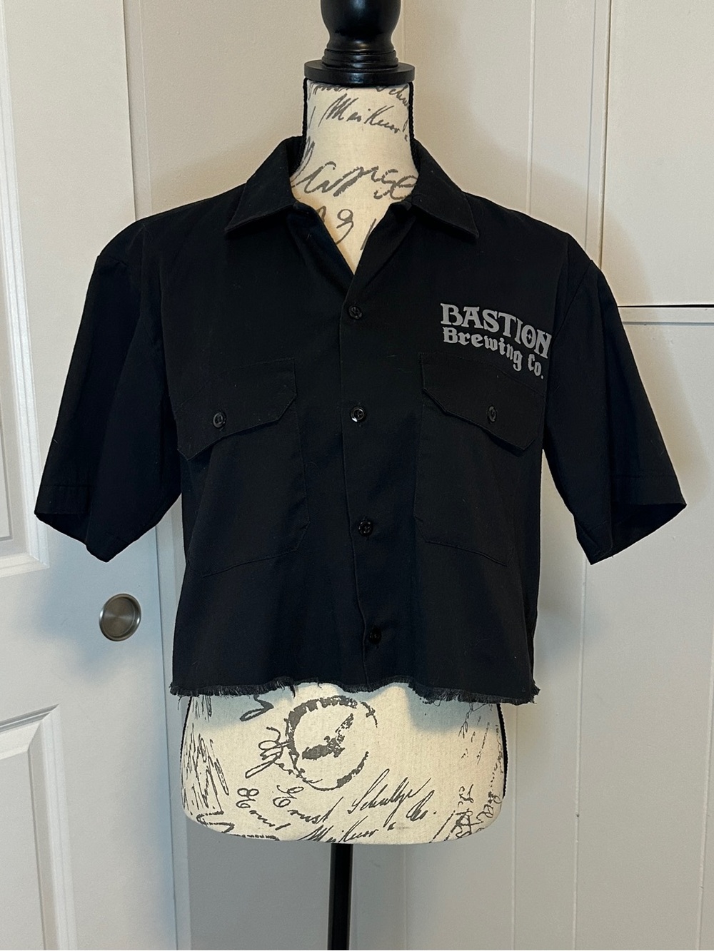 Dickies Cropped Work Shirt Bastion Brewing Co Embroidered Black Size Small